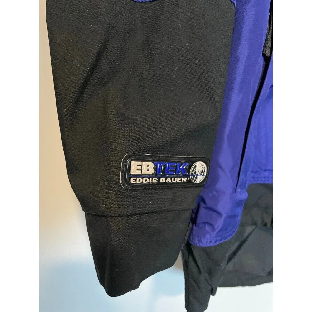Eddie Bauer Ebtek Jacket Mens Small Blue Black Anorak Windbreaker Outdoor Zip Up